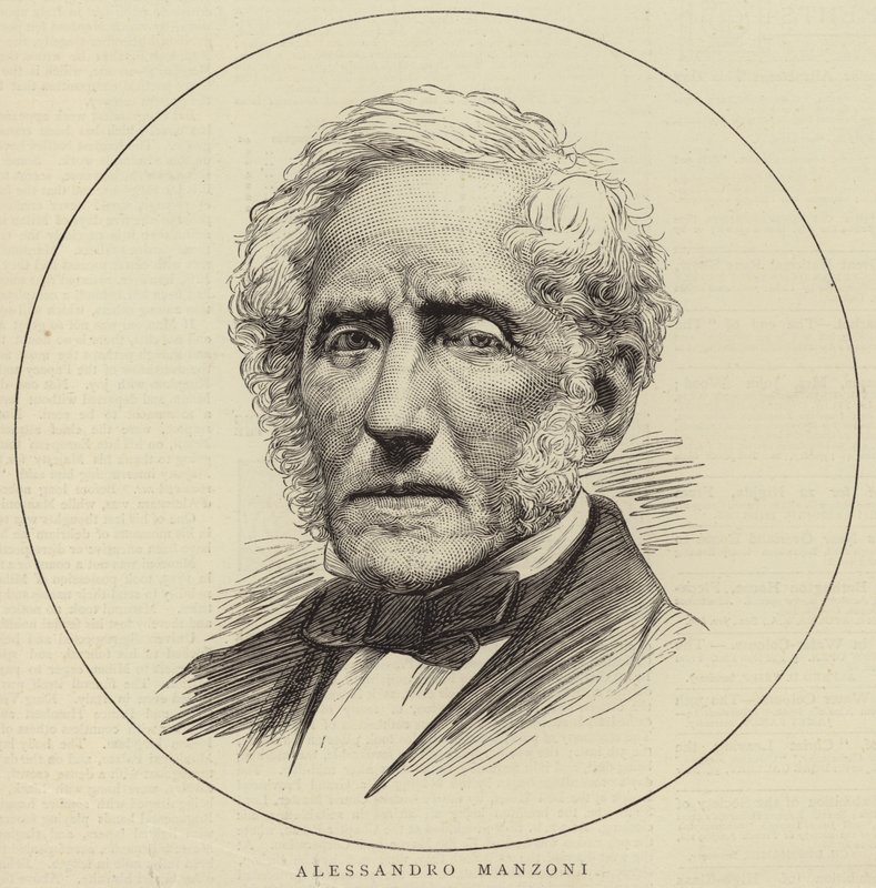 Portret van Alessandro Manzoni door English School