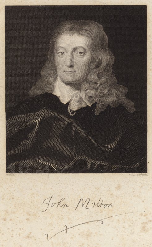 Portret van John Milton door English School
