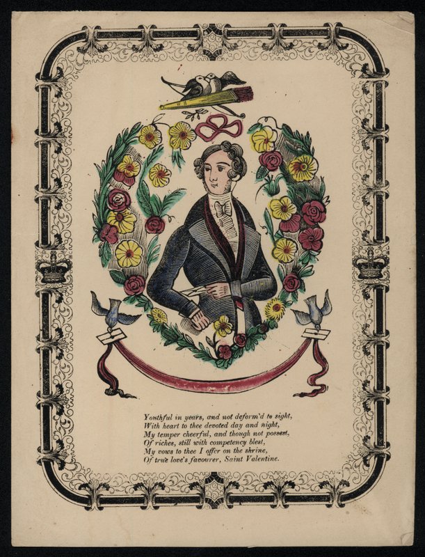 Portret van een knappe man, Valentijnsgedicht door English School