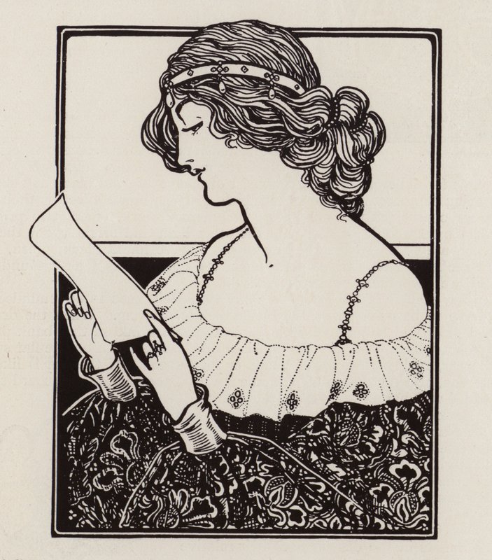 Portret van een vrouw die een brief leest door English School