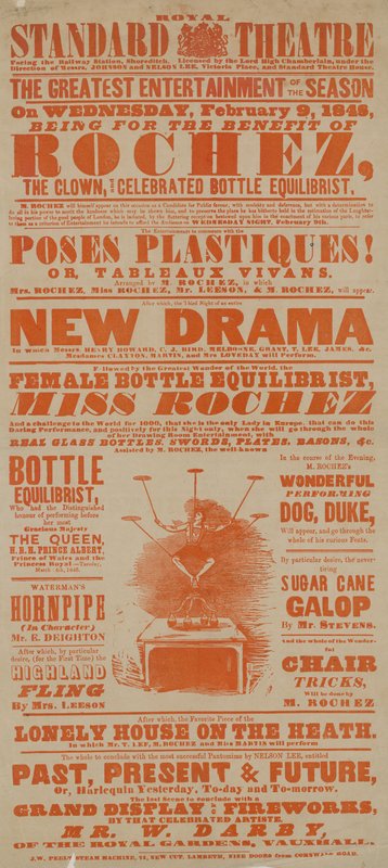 Poster voor het Royal Standard Theatre, 9 februari 1848 door English School