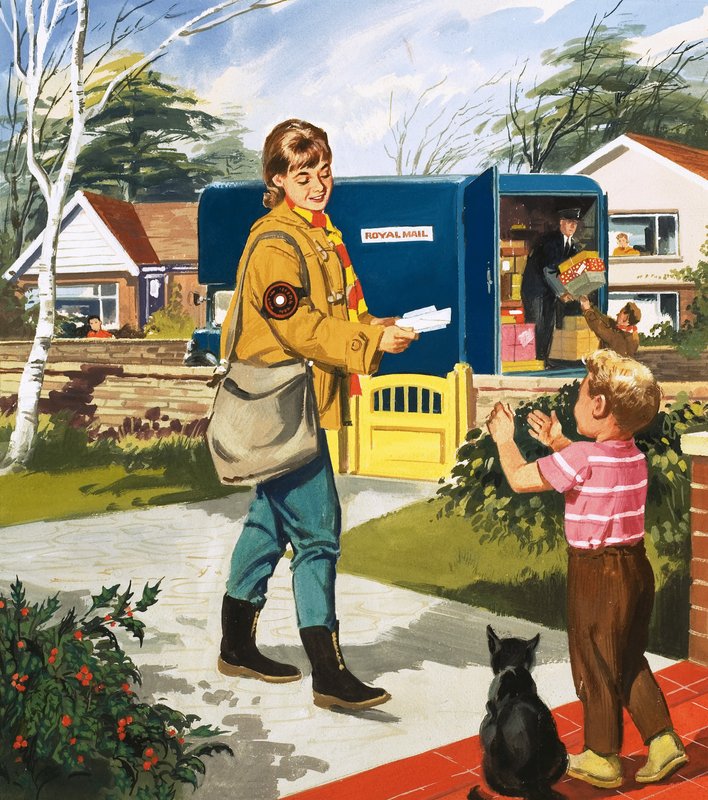 Postbode en postvrouw door English School
