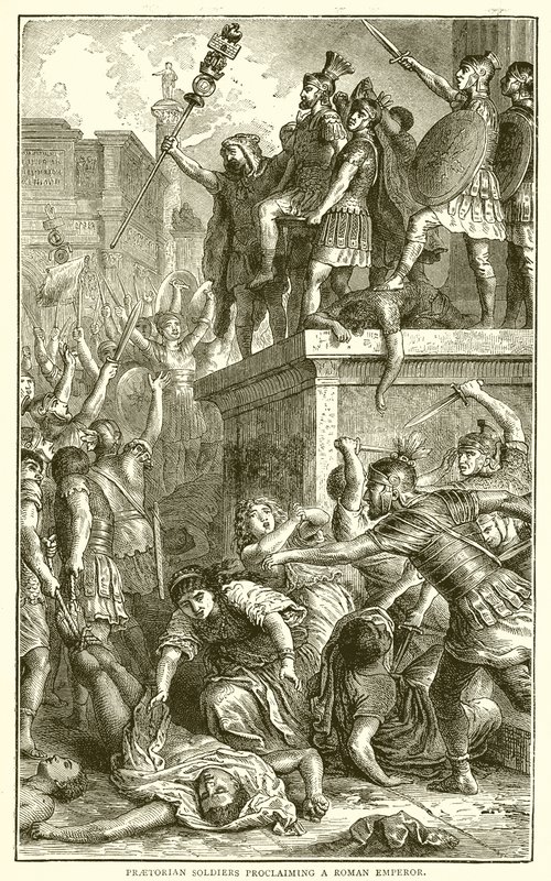 Praetoriaanse soldaten roepen een Romeinse keizer uit door English School
