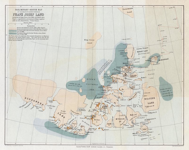 Voorlopige schetskaart van de eilandengroep bekend als Franz Josef Land door English School