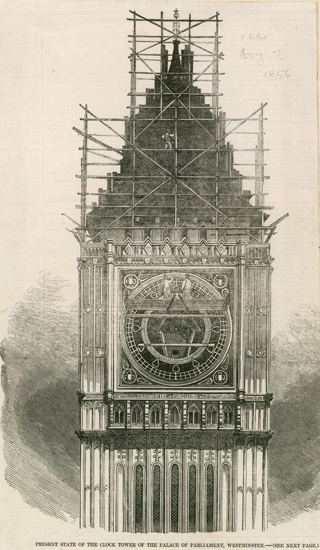 Huidige staat van de Klokkentoren van het Palace of Westminster door English School