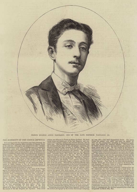 Prins Eugene Louis Napoleon, zoon van de overleden keizer Napoleon III (gravure) door English School