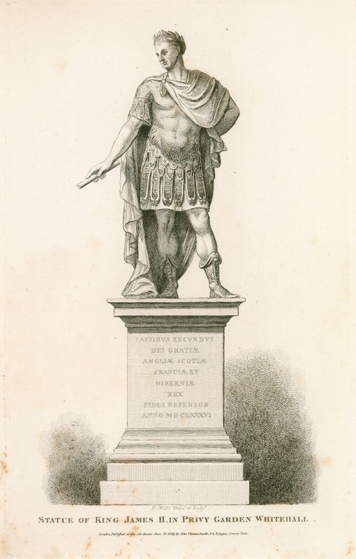 Privy Garden Westminster, standbeeld van koning Jacobus II door English School