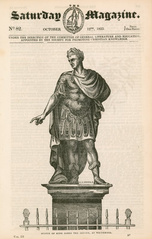 Privy Garden Westminster, standbeeld van koning Jacobus II door English School
