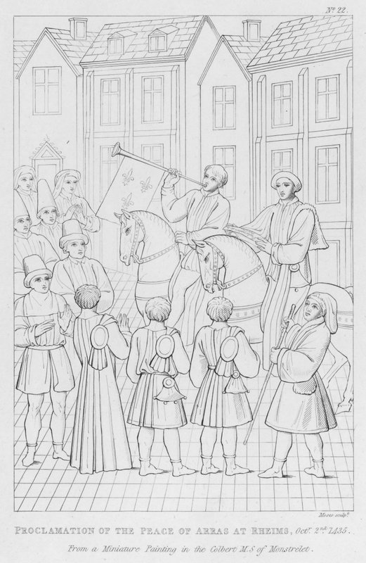 Afkondiging van de Vrede van Arras in Reims, 2 oktober 1435 (gravure) door English School