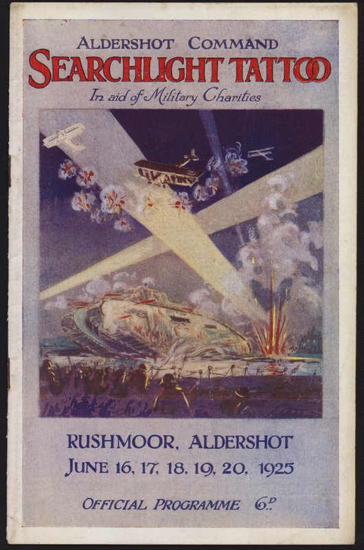 Programma voor de Aldershot Command Searchlight Tattoo, Rushmoor, Aldershot, Hampshire door English School