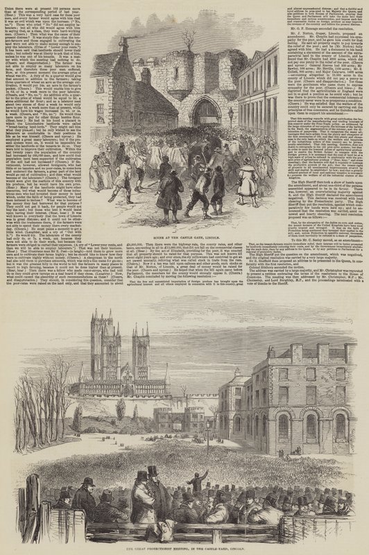 Protectionistische bijeenkomst in Lincoln (gravure) door English School