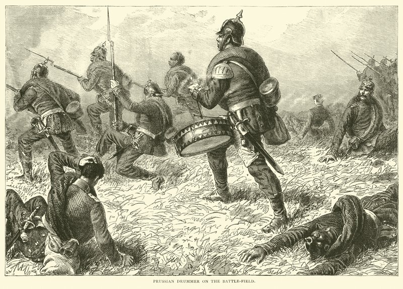 Pruisische trommelaar op het slagveld, september 1870 door English School