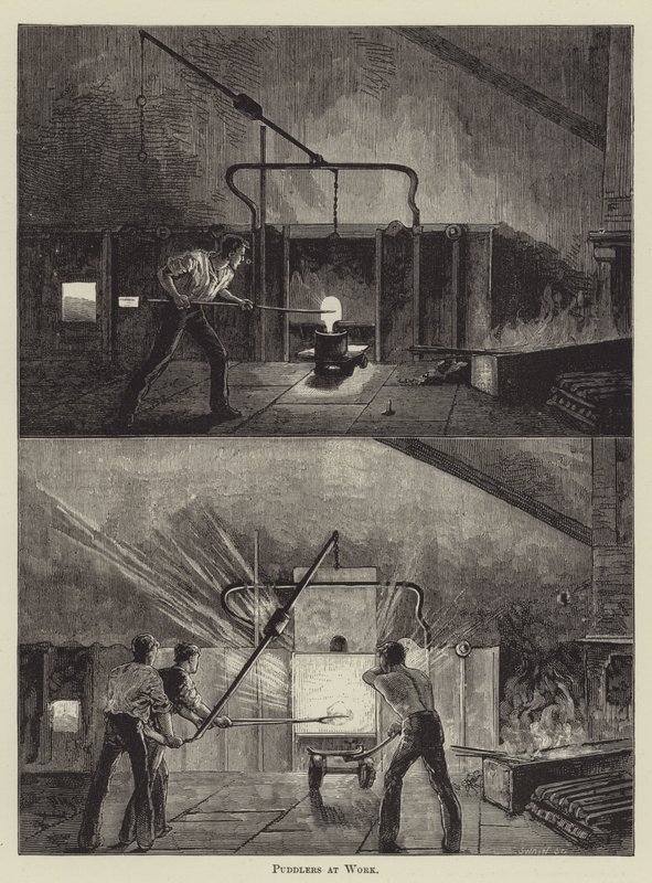 Plassers aan het werk (gravure) door English School