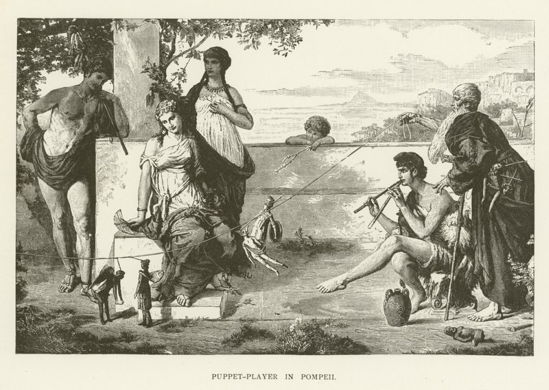 Poppenspeler in Pompeii door English School
