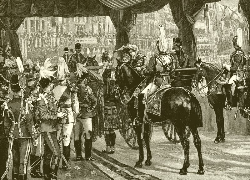 Koningin Victoria, Jubileum, Westminster Abbey, koets, paarden door English School