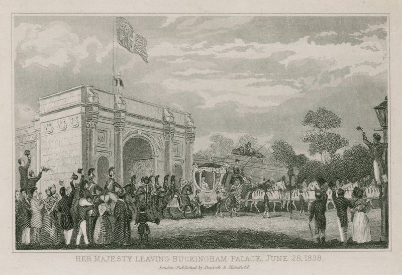 Koningin Victoria verlaat Buckingham Palace, 28 juni 1838 door English School