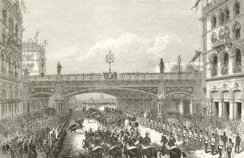 Koningin Victoria opent Holborn Viaduct, 1869 door English School