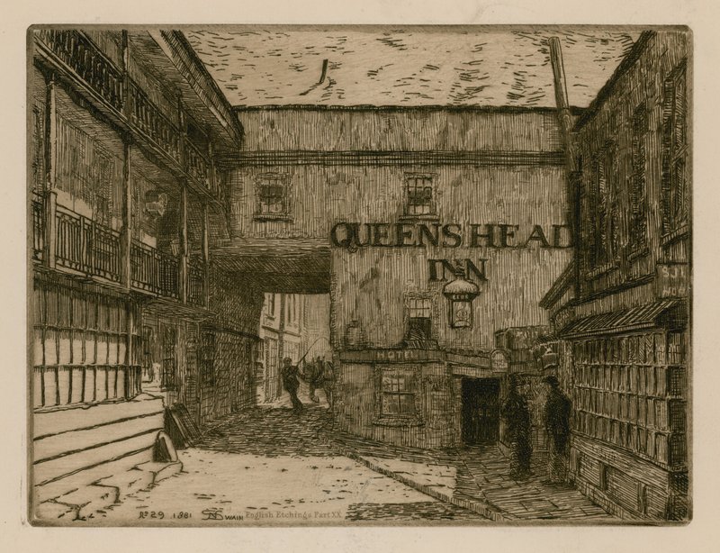 Queens Head, Southwark door English School