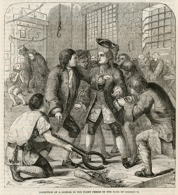 Ontvangst van een schuldenaar in de Fleet Prison door English School