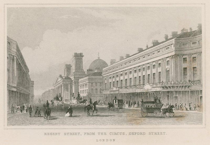 Regent Street, vanaf The Circus, Oxford Street, Londen door English School