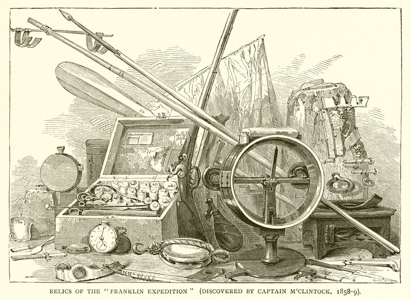 Relieken van de Franklin-expeditie (ontdekt door kapitein MClintock, 1858-9) door English School