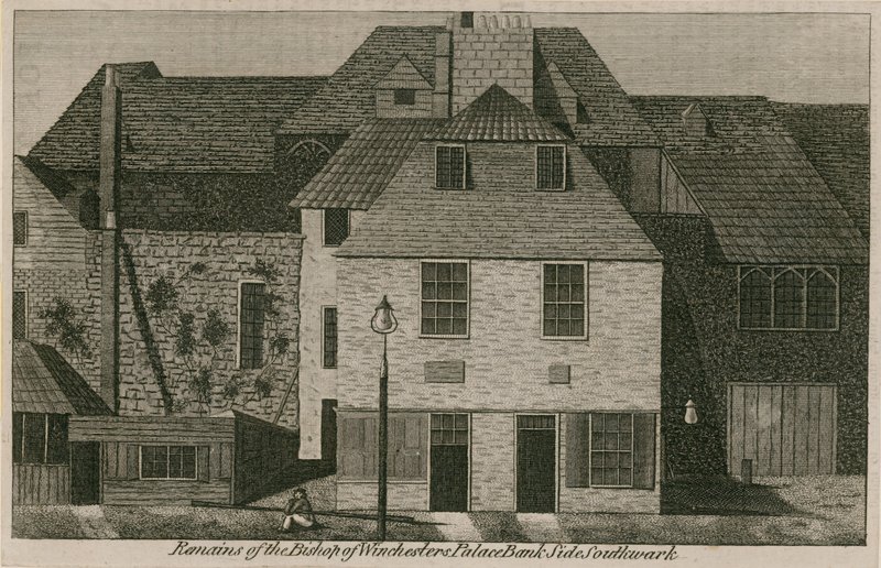Restanten van het paleis van de bisschop van Winchester door English School