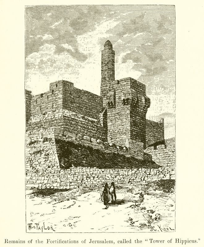 Overblijfselen van de vestingwerken van Jeruzalem, genaamd de Toren van Hippicus door English School