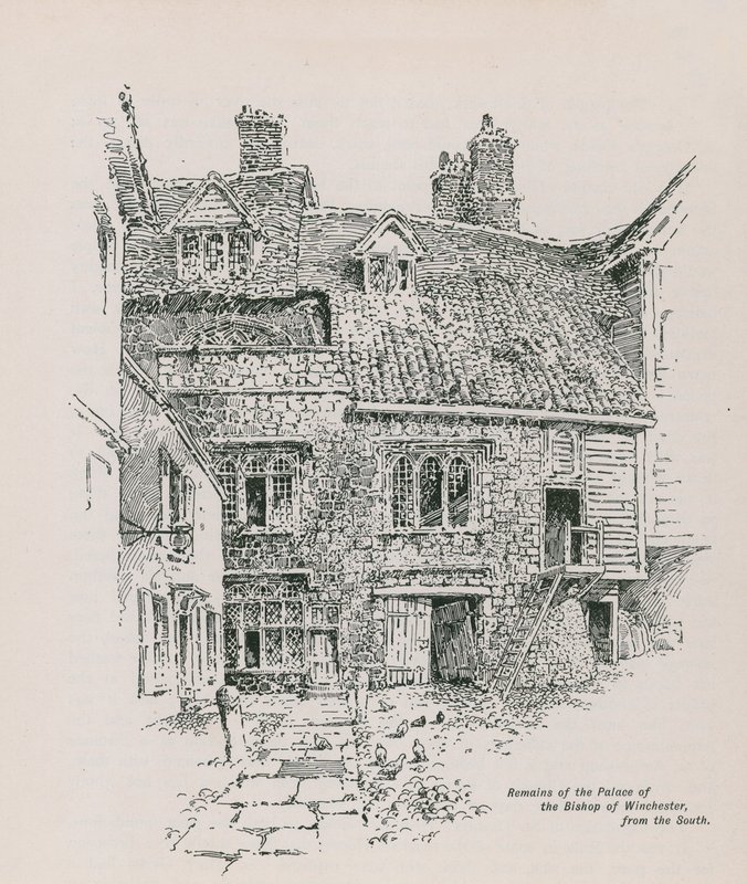 Restanten van het paleis van de bisschop van Winchester door English School
