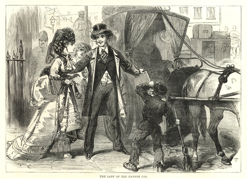 Representatieve Derby Vrouwen: De dame van de hansom cab door English School