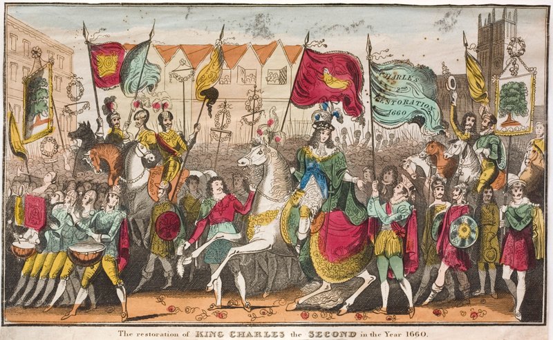 Herstel van Koning Karel II op de troon van Engeland, Westminster, Londen door English School