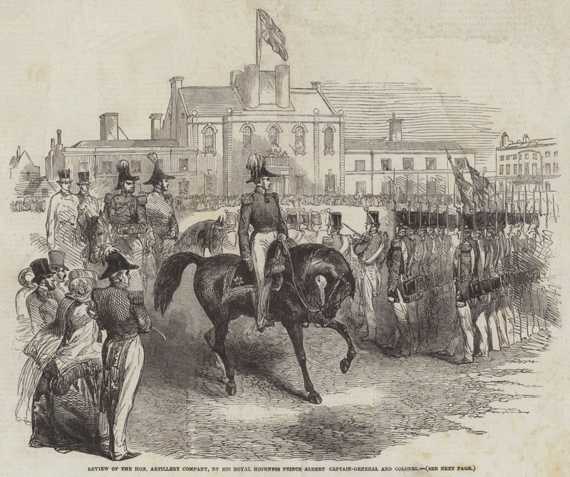 Review van de Honourable Artillery Company, door Zijne Koninklijke Hoogheid Prins Albert, kapitein-generaal en kolonel door English School