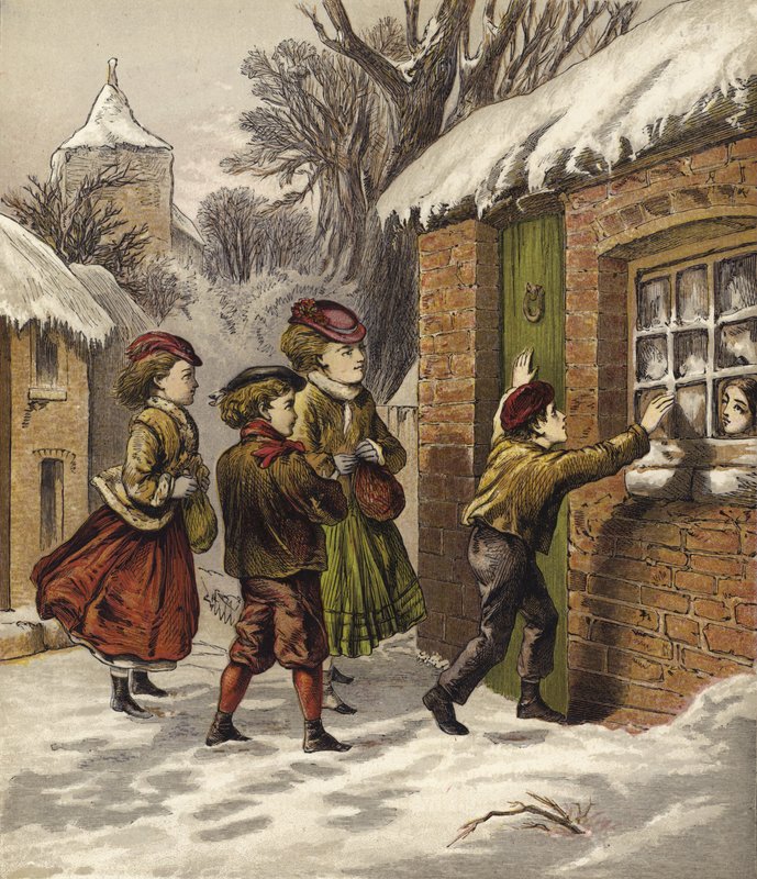 Rijke kinderen bezoeken arme kinderen met Kerstmis door English School