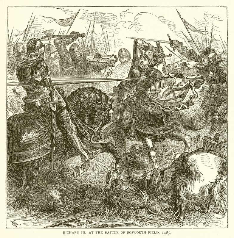 Richard III bij de Slag om Bosworth Field, 1485 door English School