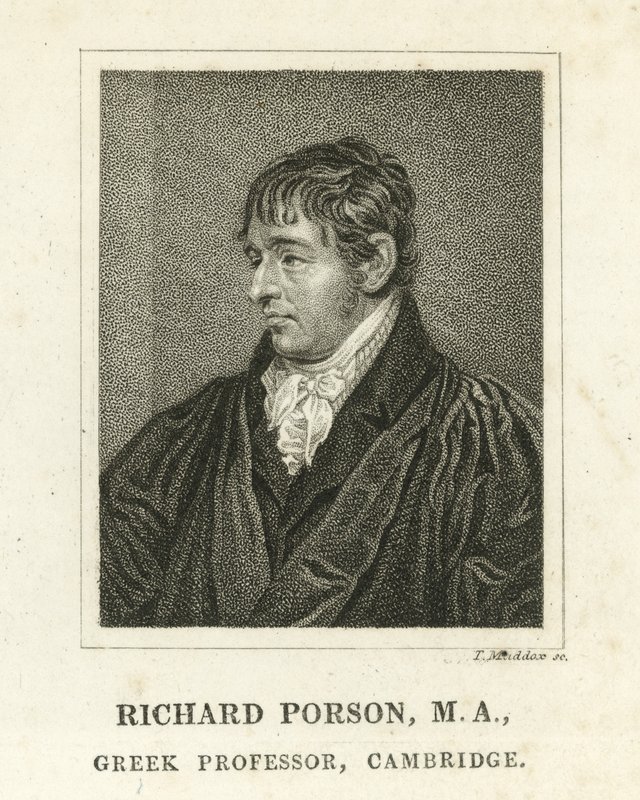 Richard Porson, Grieks Professor, Cambridge (gravure) door English School
