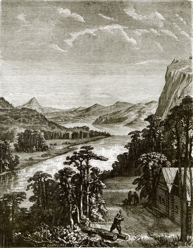 De Rivier Amoor en de King-Gan bergen door English School