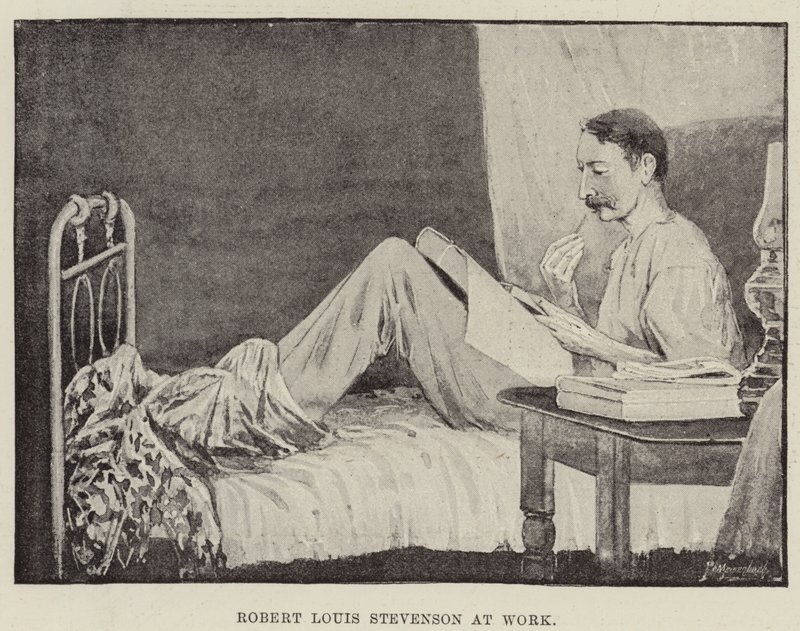 Robert Louis Stevenson aan het werk door English School