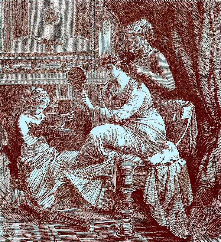 Romeinse dame bij haar toilet, illustratie uit The Illustrated History of the World, gepubliceerd ca. 1880 door English School