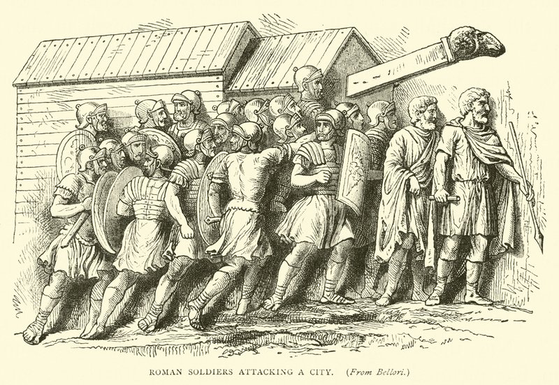 Romeinse soldaten die een stad aanvallen door English School