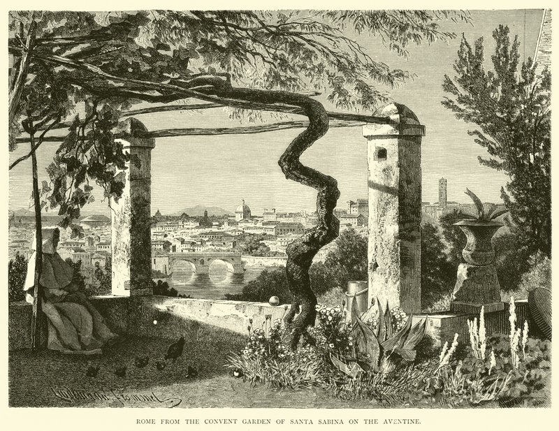 Rome vanuit de kloostertuin van Santa Sabina op de Aventijn door English School