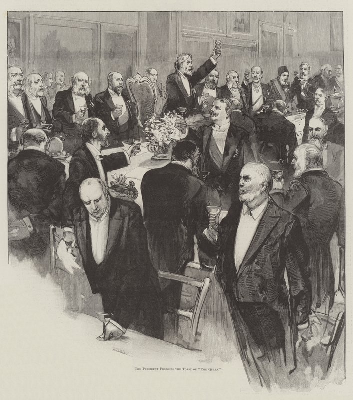 Banket van de Koninklijke Academie (gravure) door English School
