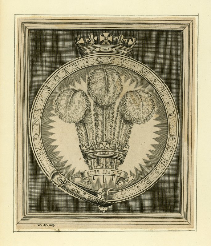Koninklijk motto. Honi Soit Qui Mal Y Pense door English School