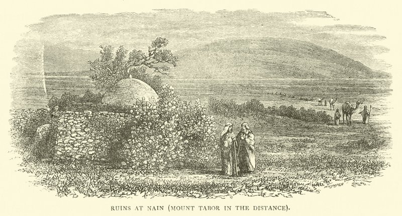 Ruïnes bij Nain, de berg Tabor in de verte door English School