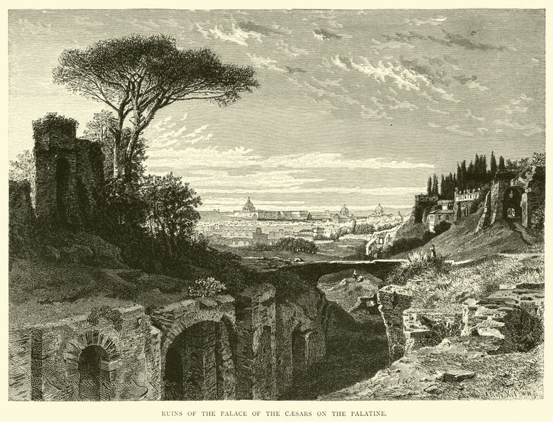 Ruïnes van het paleis van de Caesars op de Palatijn door English School