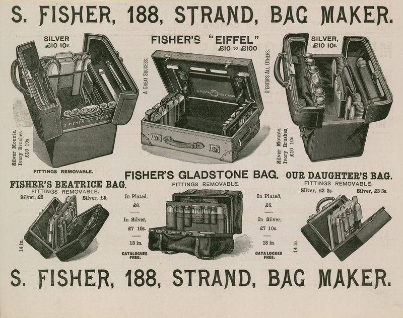 S Fisher, 188 Strand, Tassenmaker door English School