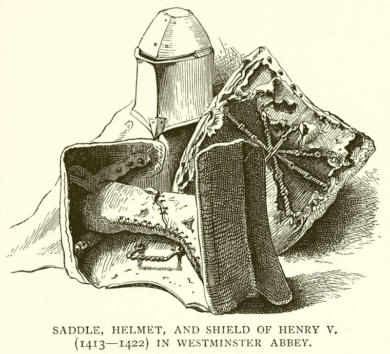 Zadel, helm en schild van Hendrik V (1413-1422) in Westminster Abbey door English School
