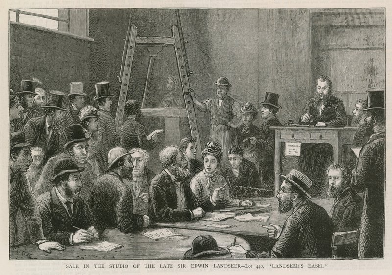 Verkoop in het atelier van wijlen Sir Edwin Landseer door English School
