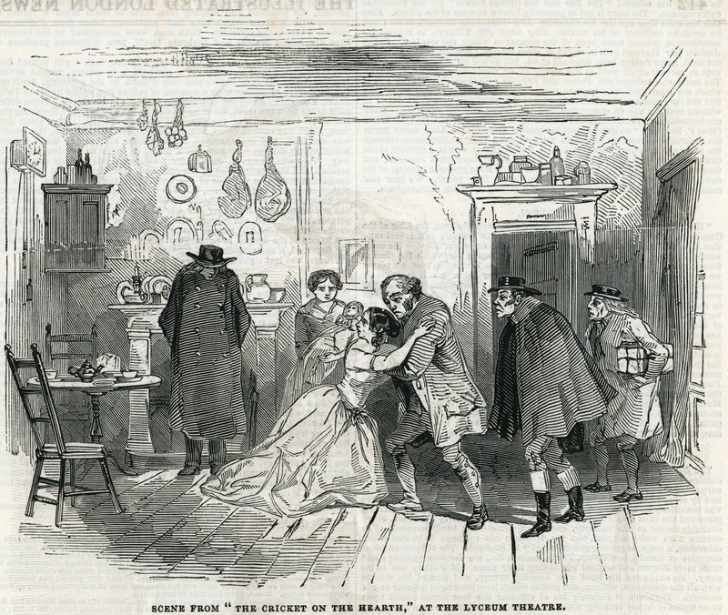 Scène uit De Krekel bij de Haard in het Lyceum Theater door English School
