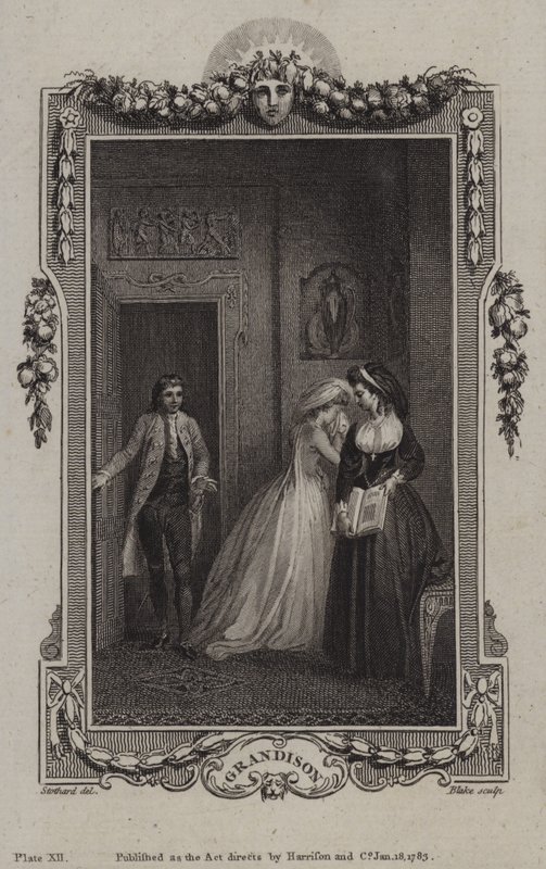 Scène uit De geschiedenis van Sir Charles Grandison, door Samuel Richardson door English School