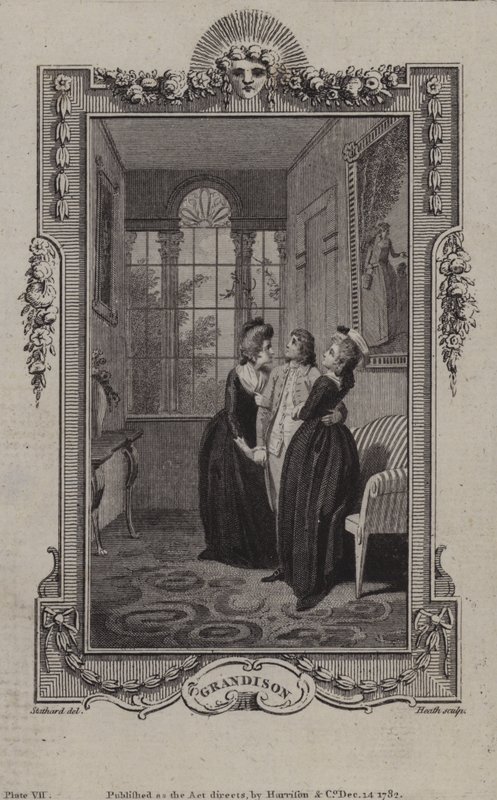 Scène uit De geschiedenis van Sir Charles Grandison, door Samuel Richardson door English School