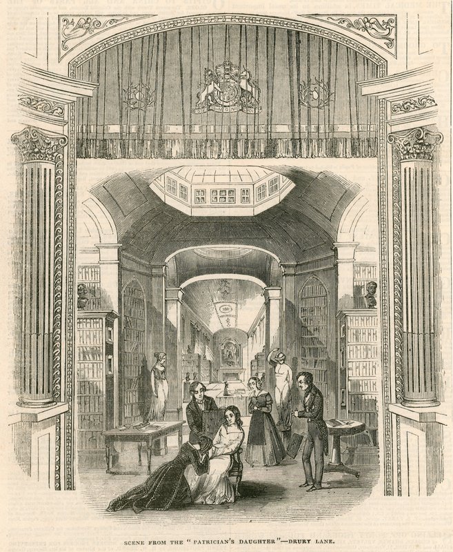 Scène uit het toneelstuk The Patricians Daughter, Drury Lane Theatre, Londen door English School